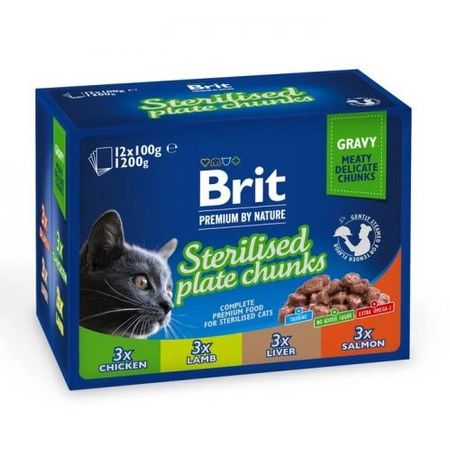 BRIT Cat Premium Sterilized Plate - mokra karma dla kota 12x100g