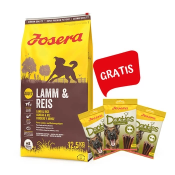 JOSERA Lamb & Rice 12,5kg + 3x Denties Turkey & Apple 180g GRATIS