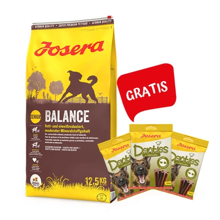 JOSERA Balance Senior 12,5kg + 3x Denties Turkey & Apple 180g GRATIS