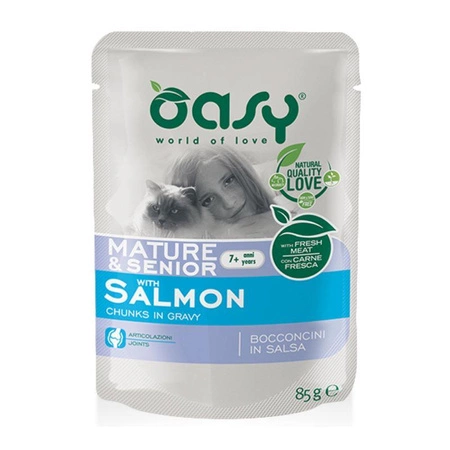 OASY Lifestage Mature & Senior Salmon - mokra karma dla kota - saszetka 85g