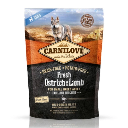 CARNILOVE Fresh Ostrich & Lamb For Adult Small Breed - sucha karma dla psa 1,5kg