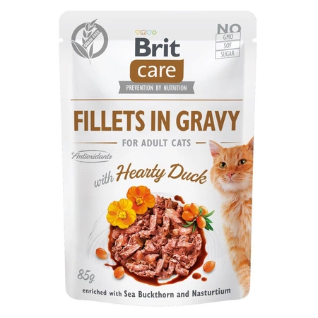 BRIT Care Cat Fillets In Gravy Hearty Duck – mokra karma dla kota – saszetka 85g