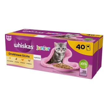 WHISKAS Junior Drobiowa Uczta w galaretce - mokra karma dla kota - saszetka 40x85g