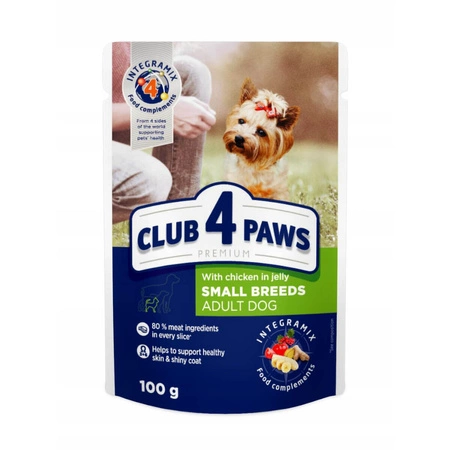 CLUB 4 PAWS Kurczak w galaretce - mokra karma dla psa dla małych ras - saszetka 100g