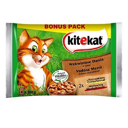 KITEKAT - Wykwintne Dania W Sosie - mokra karma dla kota saszetka 4x100g