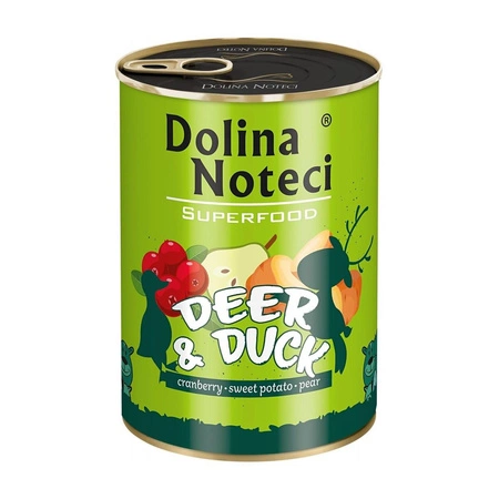 DOLINA NOTECI Superfood - mokra karma dla psa z jeleń z kaczką - puszka 400g