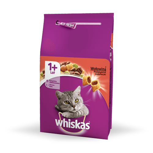 Whiskas ( 1+ lat) z Wołowiną 1.4 kg - sucha karma dla kotów powyżej 1 roku zycia z wołowiną 1.4kg Dostawa GRATIS od 99 zł + super okazje