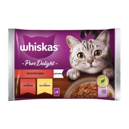 WHISKAS Pure Delight Soczyste Kąski W Galaretce - mokra karma dla kota - saszetka 4x85g