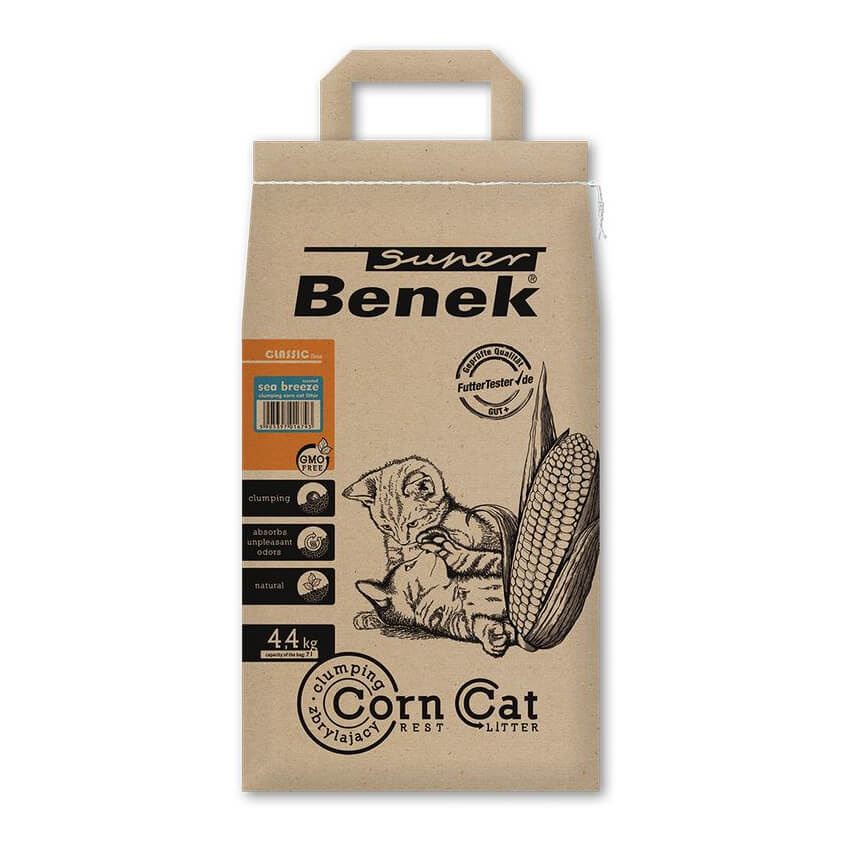 SUPER BENEK Corn Cat morska bryza - żwirek kukurydziany dla kota zbrylający 7l