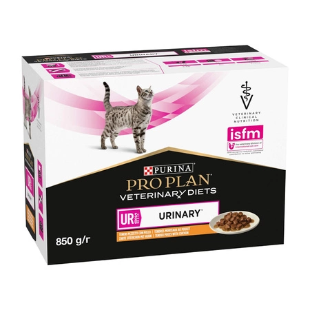 PURINA Pro Plan Veterinary Diets Feline UR ST/OX Urinary Z Kurczakiem - mokra karma dla kota z problemami układu moczowego - saszetka 10x85g