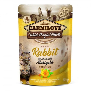 CARNILOVE Kitten Rabbit & Marigold - mokra karma dla kota - saszetka 85g