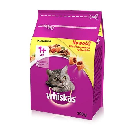 WHISKAS Adult Z Kurczakiem - sucha karma dla kota - 300g