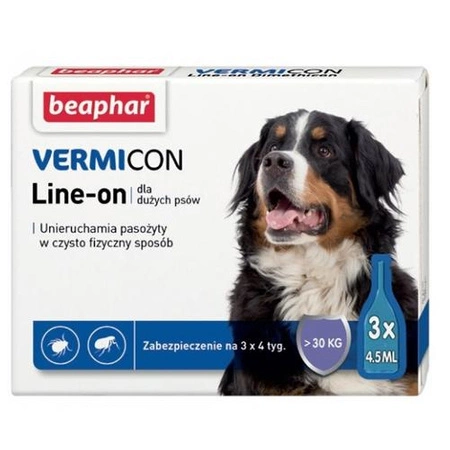 BEAPHAR Vermicon Dog - krople na pchły i kleszcze dla psa L 3x4,5ml