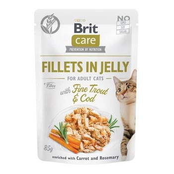 BRIT Care Cat Fillets In Jelly Fine Trout & Cod - mokra karma dla kota - saszetka 85g