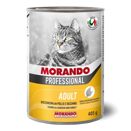 MORANDO Professional Cat Kawałki Z Kurczakiem I Indykiem - mokra karma dla kota - puszka 405g