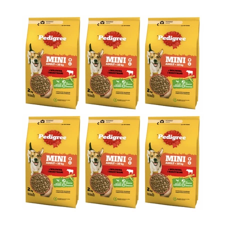 PEDIGREE Mini Adult z wołowiną i warzywami - sucha karma dla dorosłych psów małych ras 6 x 2kg