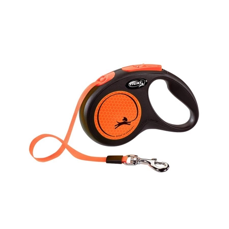 FLEXI New Neon S - smycz dla psa automatyczna taśma pomarańczowa 5m