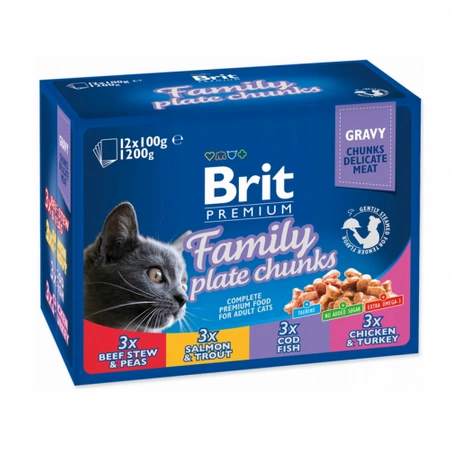 BRIT Cat Premium Family Plate - mokra karma dla kota - saszetka 12x100g