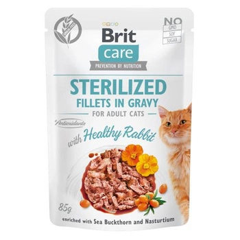 BRIT Care Cat Sterilized Healthy Rabbit – mokra karma dla kota – saszetka 85g